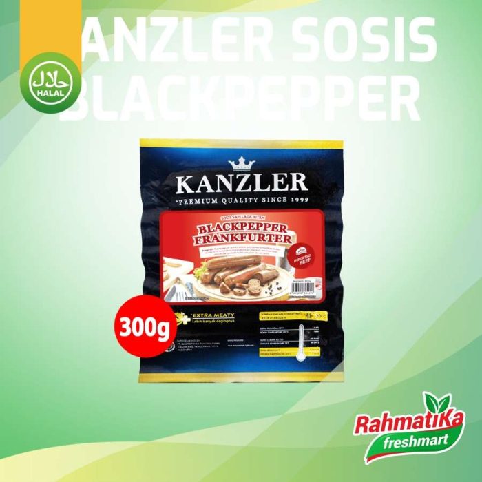 Kanzler Sosis Sapi Lada Hitam - Black Pepper Frankfurter 300 gram