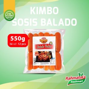 Kimbo Heppiii Sosis Sapi Ayam Balado Pedas 550 gr Isi 12