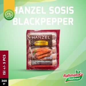 Hanzel Bratwurst Blackpepper / Sosis Sapi Ayam Lada Hitam 360 gr