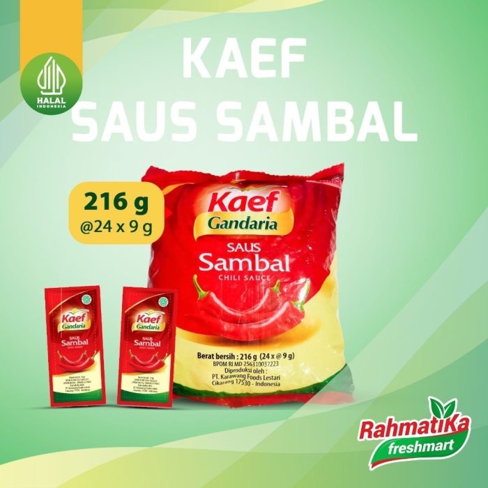 KAEF GANDARIA Saus Sambal 216 gr (24x9 gr)