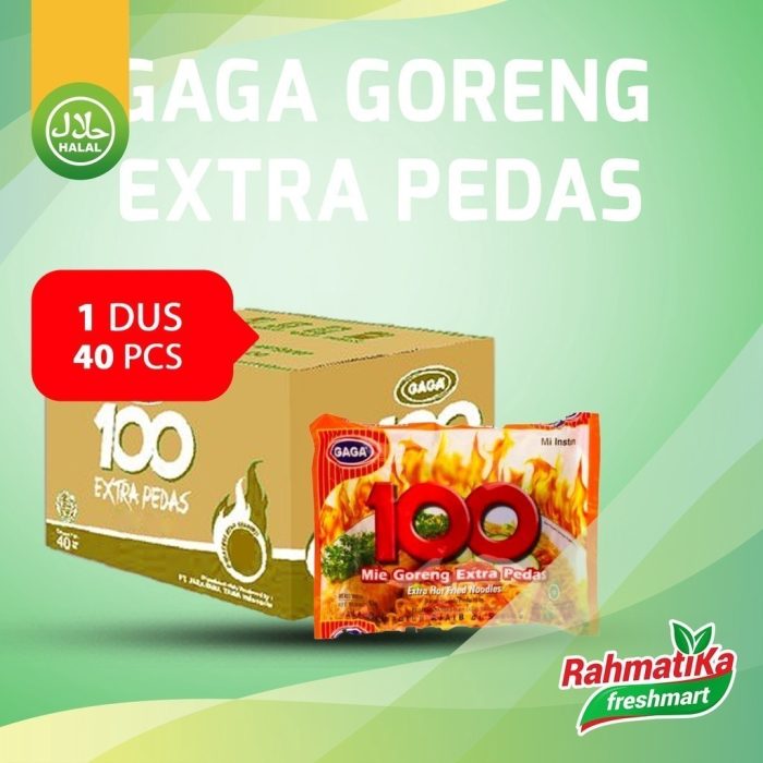 GAGA 100 Mie Instan Goreng Extra Pedas 1 Dus/Karton