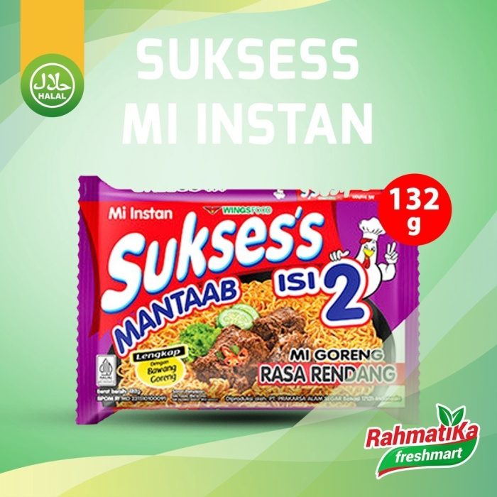 SUKSESS Mi Instan Goreng isi 2 Rasa Rendang 132 gram