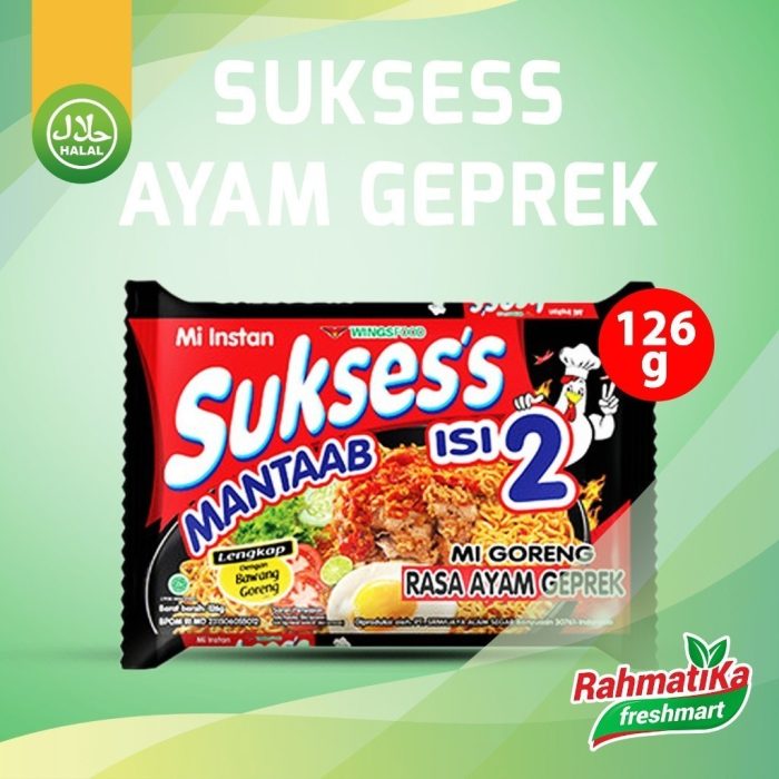 SUKSESS Mi Instan Goreng isi 2 Rasa Ayam Geprek 126 gram