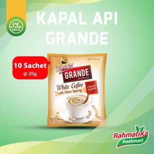 Kapal Api Grande White Coffee With Choco Topping (10 Sachet x 20g)