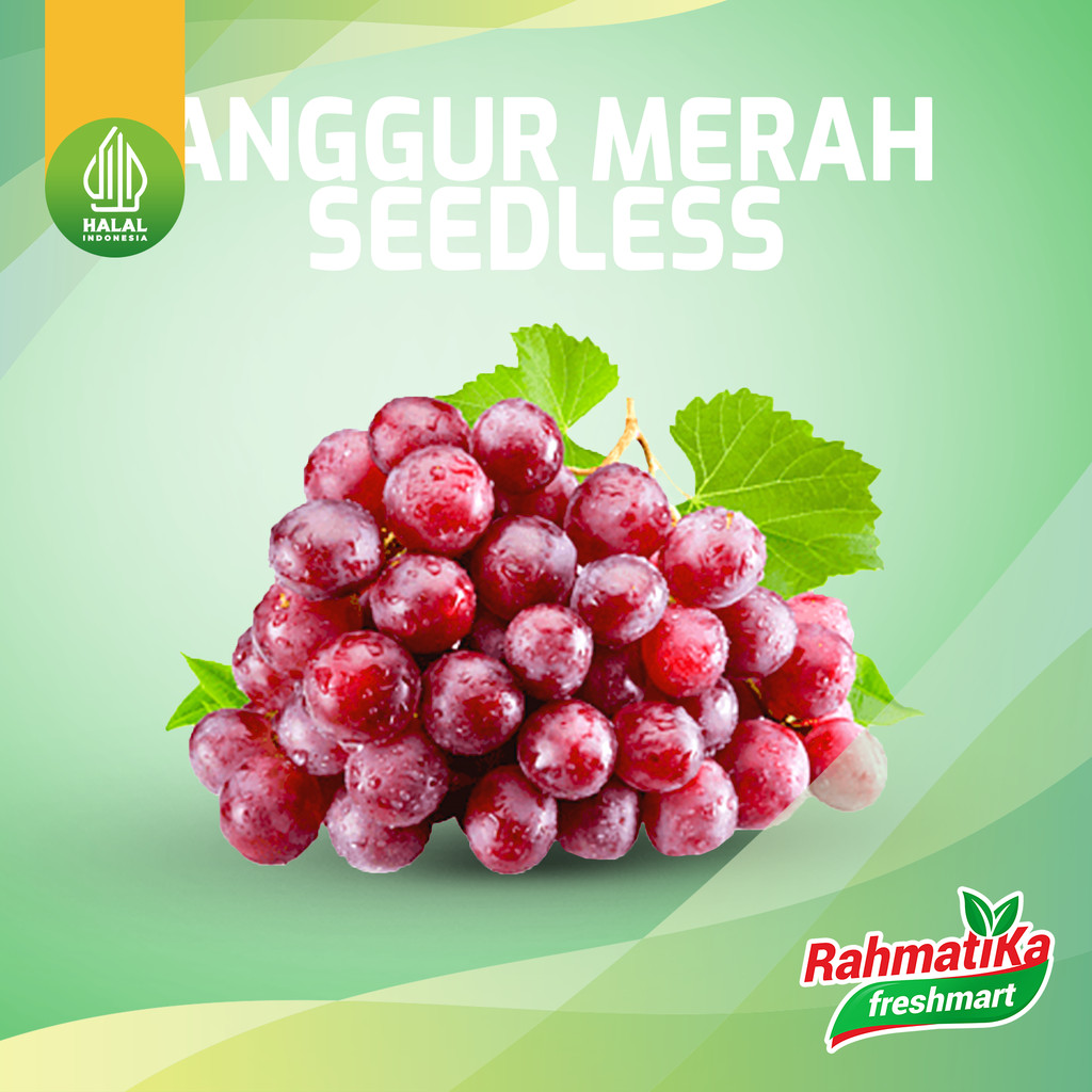 Anggur Merah Segar Tanpa Biji / Anggur Merah Seedless Fresh 500 gr