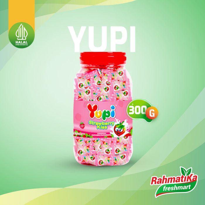 Yupi Strawberry Kiss / Permen Yupi Toples 300 gr